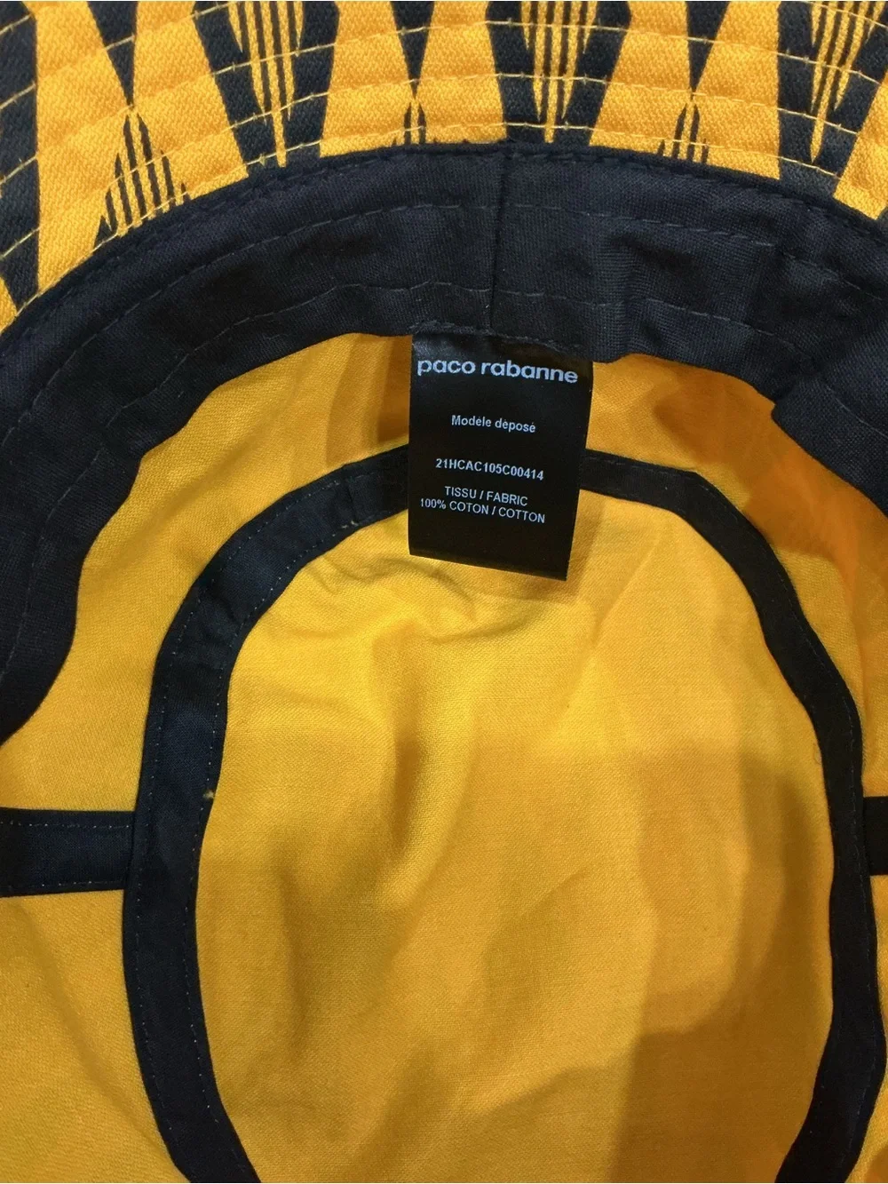 Paco Rabanne ‘CIAO PACO’ Yellow and Black Patterned Bucket Hat